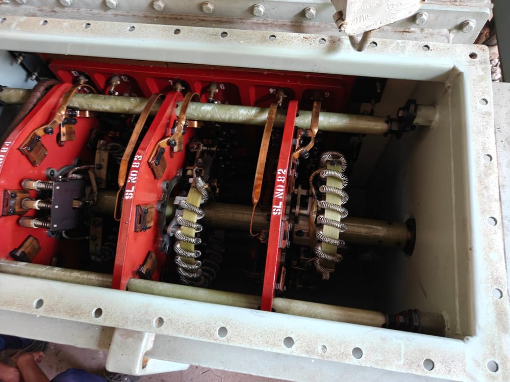 Close-up of switchgear internals